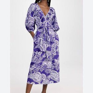 Mara Hoffman Purple Paisley Print Wrap Dress Women's Large